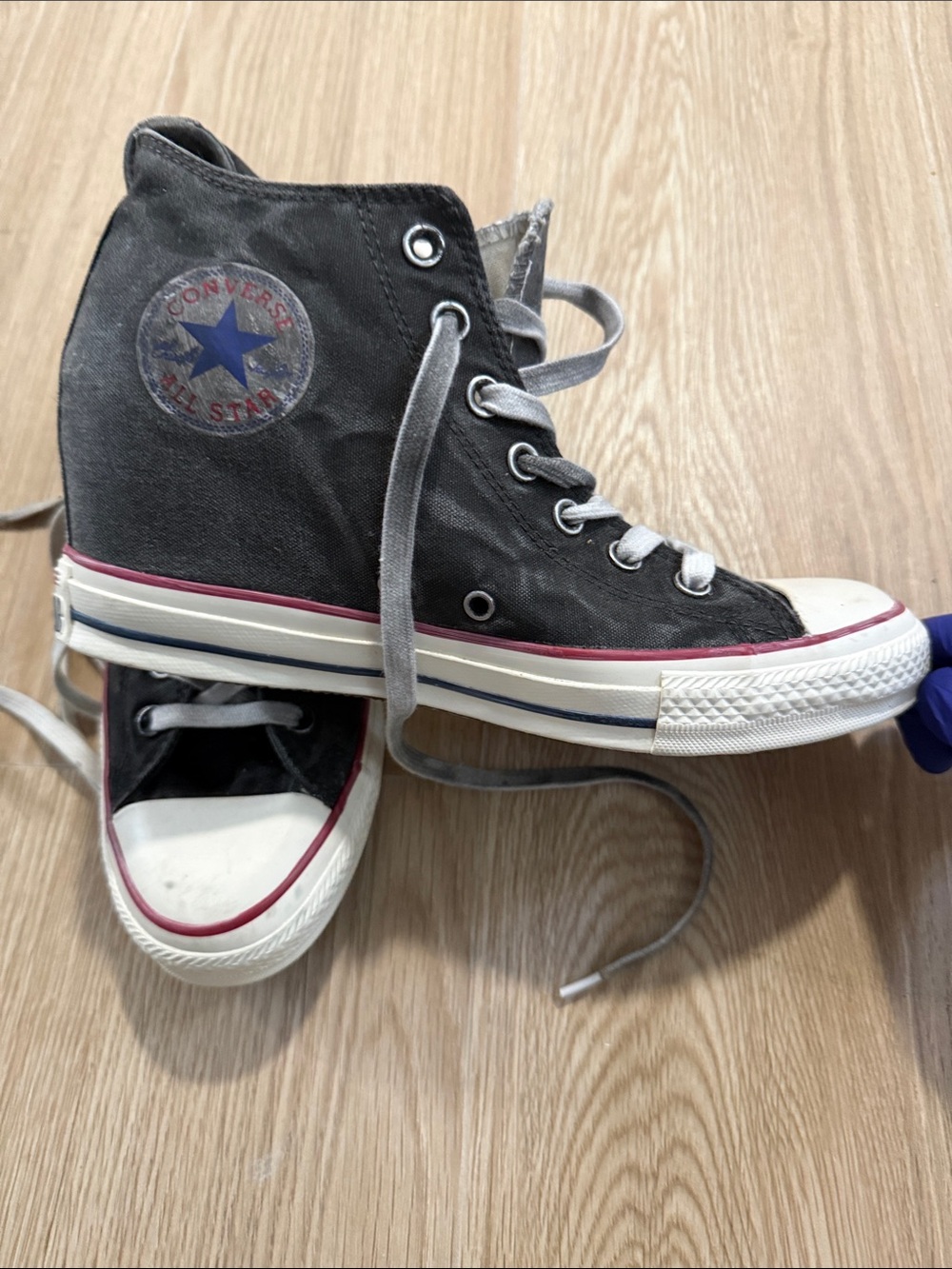 Converse  High Top Sneakers in disstressed grey size. 10 NWT